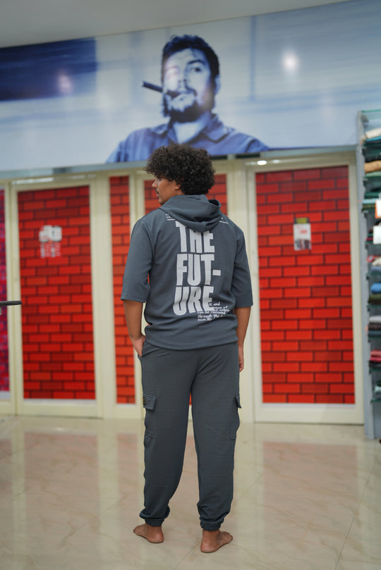 Unisex Five Sleeve FUTURE Printed Hoodie and Cargo Pant Co-ord Set for Men&women-grey – 7MAN Men's Fashion India