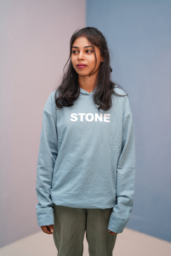 Unisex STONE  Printed Hoodie for Men & Women | Oversized Streetwear-sky blue