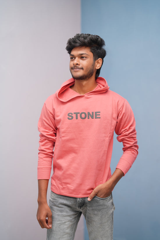 Unisex STONE  Printed Hoodie for Men & Women | Oversized Streetwear-pink