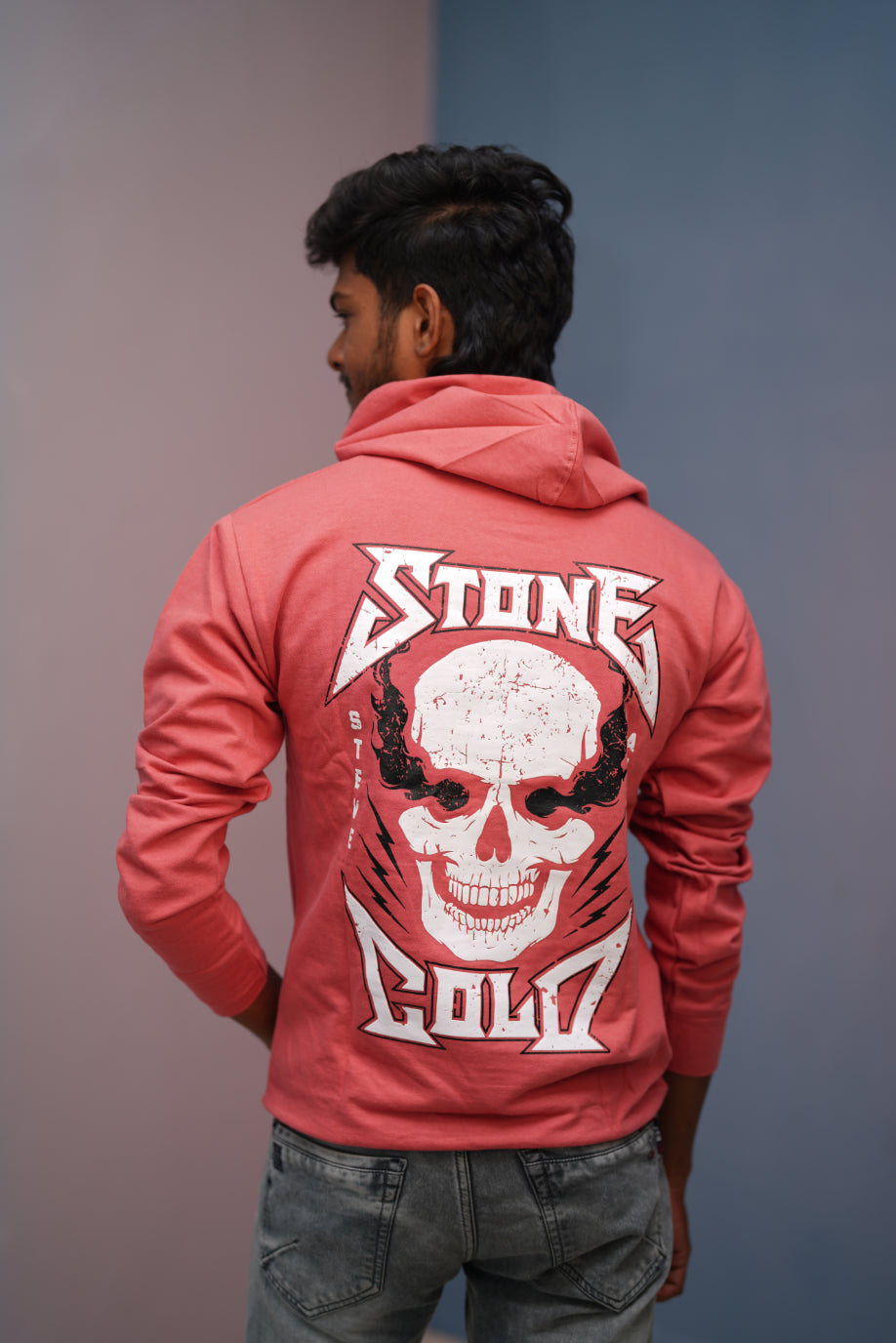 Unisex STONE  Printed Hoodie for Men & Women | Oversized Streetwear-pink