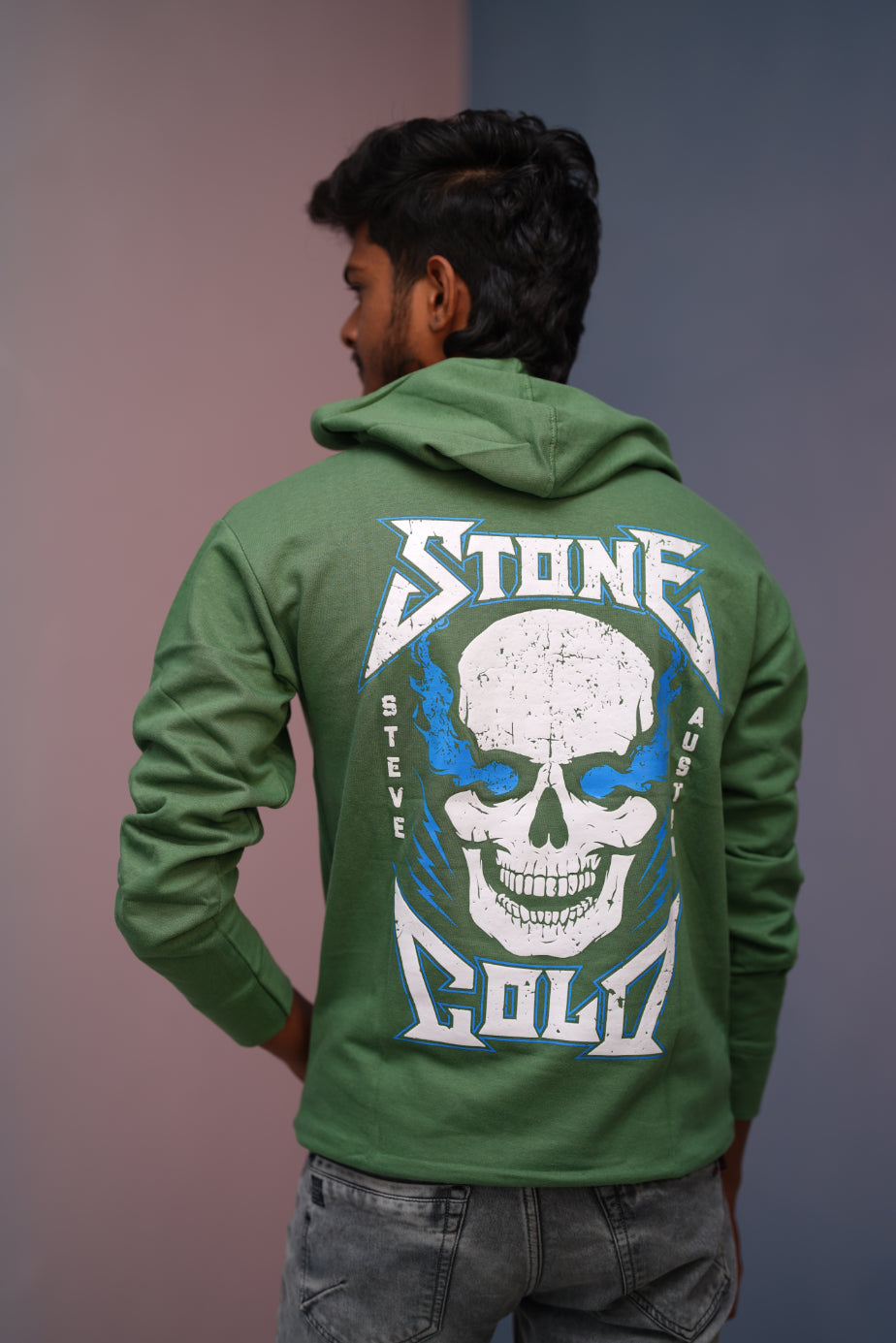 Unisex STONE  Printed Hoodie for Men & Women | Oversized Streetwear-Pista green