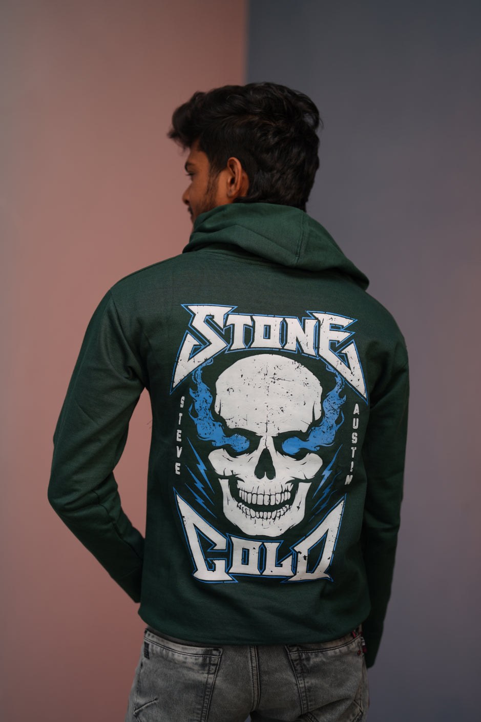 Unisex STONE  Printed Hoodie for Men & Women | Oversized Streetwear-Bottle green