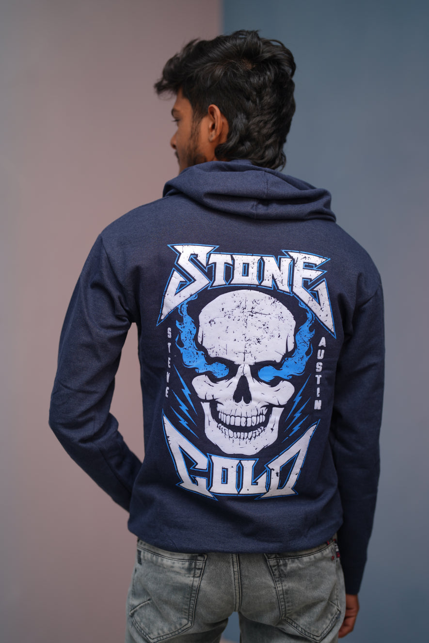 Unisex STONE  Printed Hoodie for Men & Women | Oversized Streetwear-Navy blue