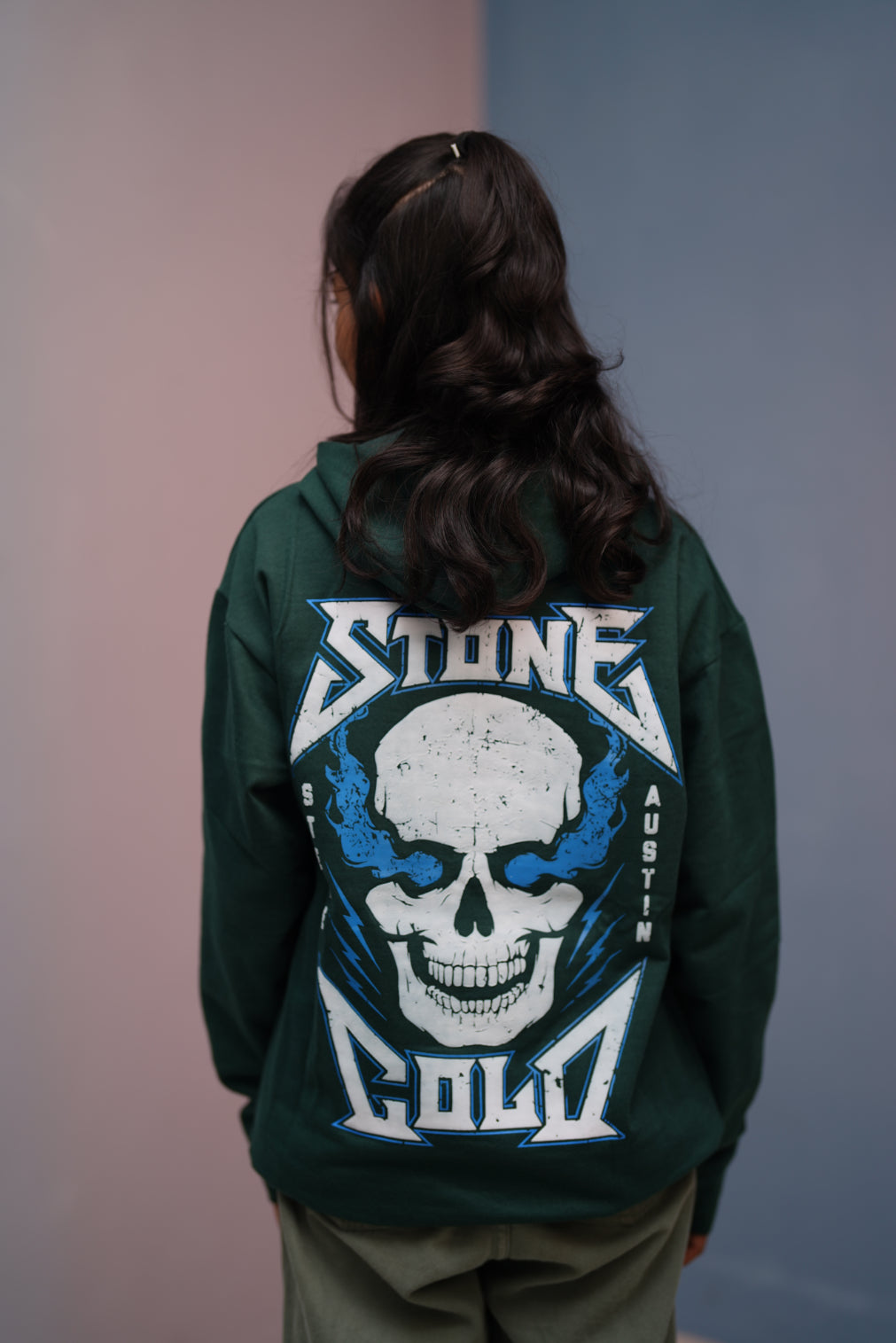 Unisex STONE  Printed Hoodie for Men & Women | Oversized Streetwear-Bottle green