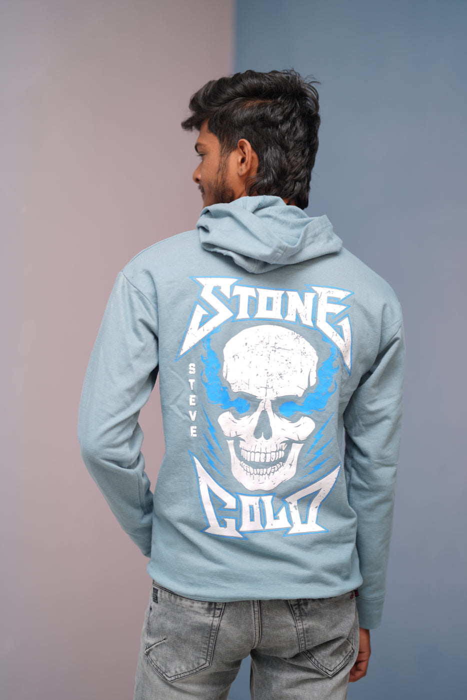 Unisex STONE  Printed Hoodie for Men & Women | Oversized Streetwear-sky blue