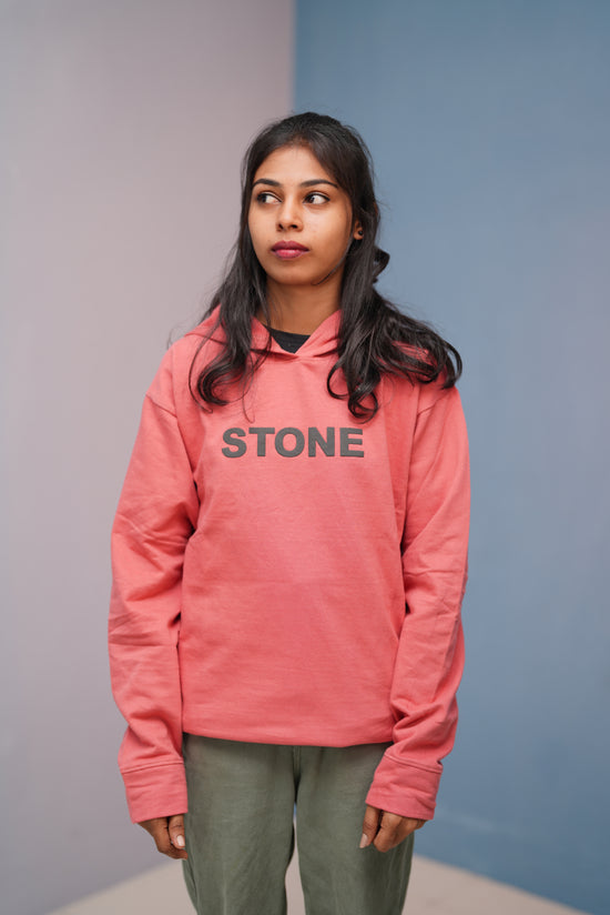 Unisex STONE  Printed Hoodie for Men & Women | Oversized Streetwear-pink