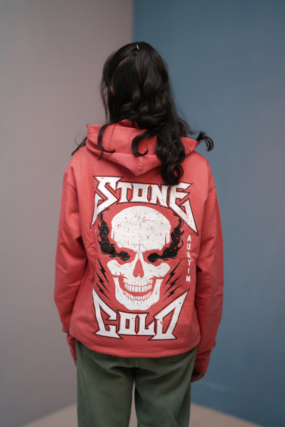 Unisex STONE  Printed Hoodie for Men & Women | Oversized Streetwear-pink