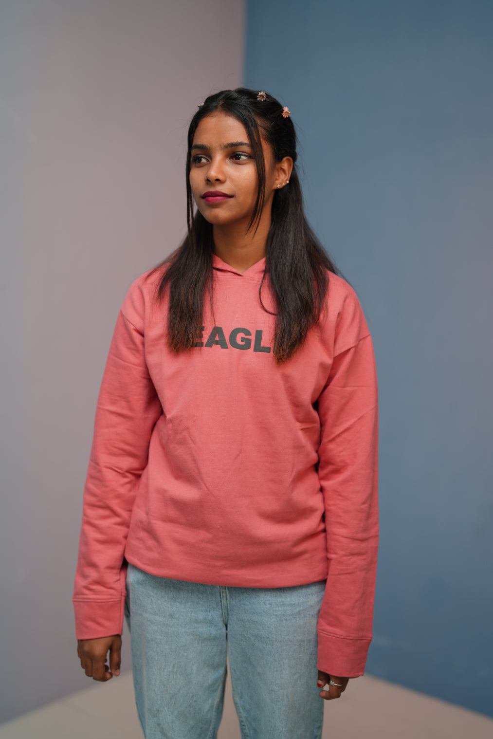 Unisex EAGLE Printed Hoodie for Men & Women | Oversized Streetwear-pink