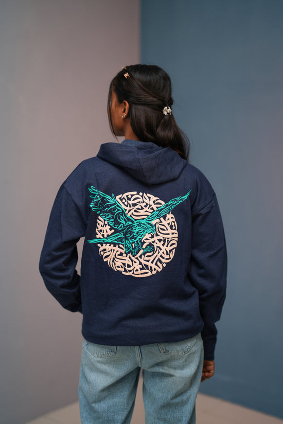 Unisex EAGLE Printed Hoodie for Men & Women | Oversized Streetwear-Navy blue