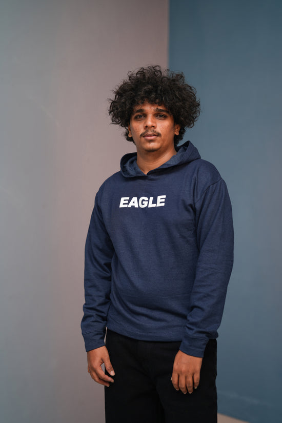 Unisex EAGLE Printed Hoodie for Men & Women | Oversized Streetwear-Navy blue