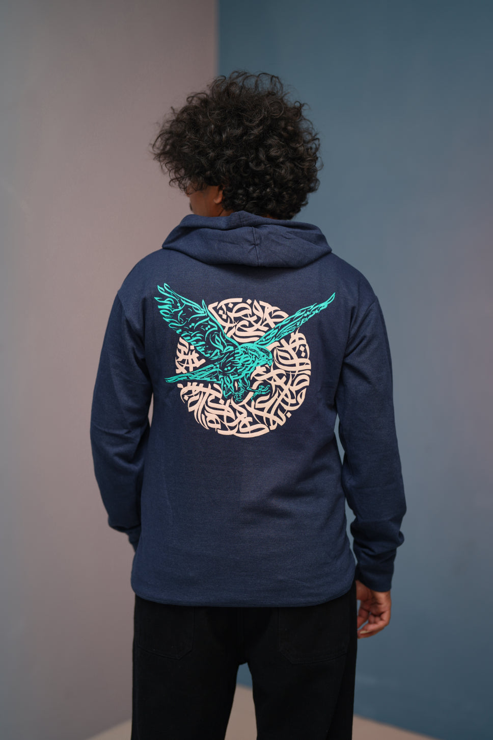 Unisex EAGLE Printed Hoodie for Men & Women | Oversized Streetwear-Navy blue
