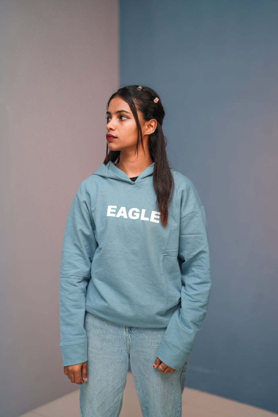 Unisex EAGLE  Printed Hoodie for Men & Women | Oversized Streetwear-Sky blue