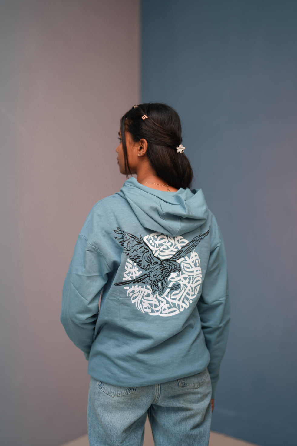 Unisex EAGLE  Printed Hoodie for Men & Women | Oversized Streetwear-Sky blue