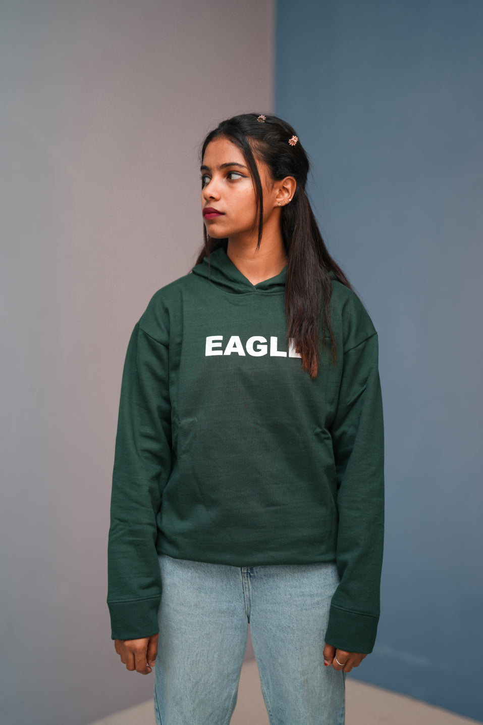 Unisex EAGLE  Printed  Hoodie for Men & Women | Oversized Streetwear-Bottle green