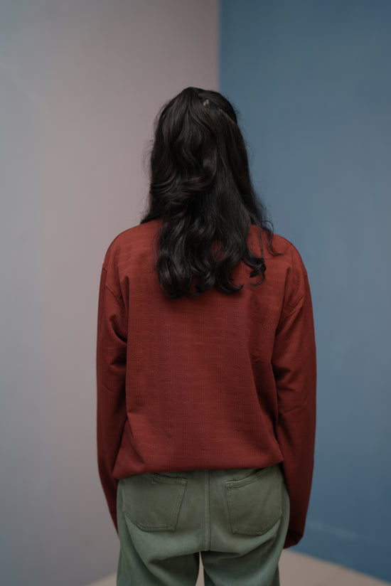 Unisex Full Sleeve Korean Zipper CONFIDENT Printed Tshirt - Chocolate brown