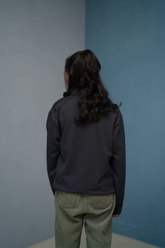 Unisex Full Sleeve Korean Zipper CONFIDENT Printed Tshirt - Grey