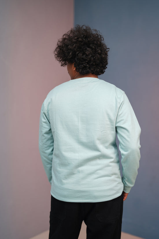 Unisex Full Sleeve round neck plain Tshirt Men & Women - Ice Blue