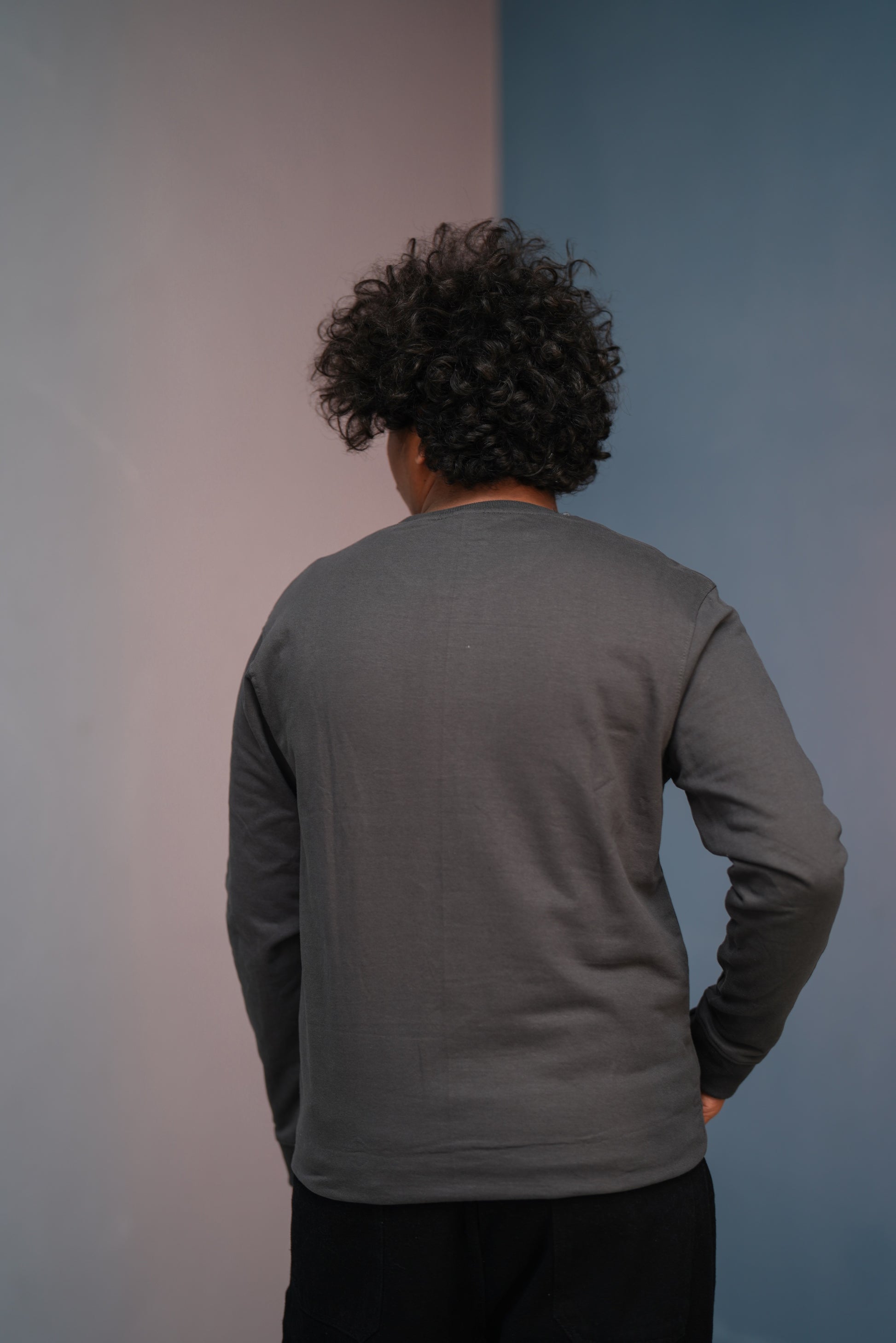 Unisex Full Sleeve round neck plain Tshirt Men & Women - Grey