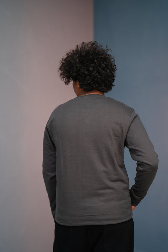 Unisex Full Sleeve round neck plain Tshirt Men & Women - Grey