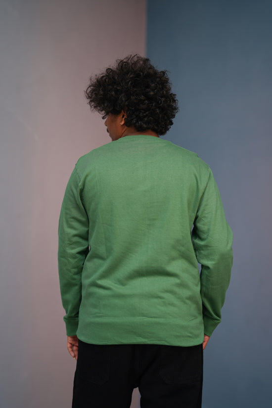 Unisex Full Sleeve round neck plain Tshirt Men & Women - Green