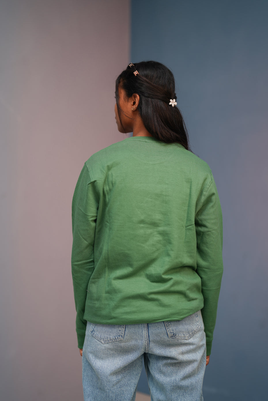 Unisex Full Sleeve round neck plain Tshirt Men & Women - Green