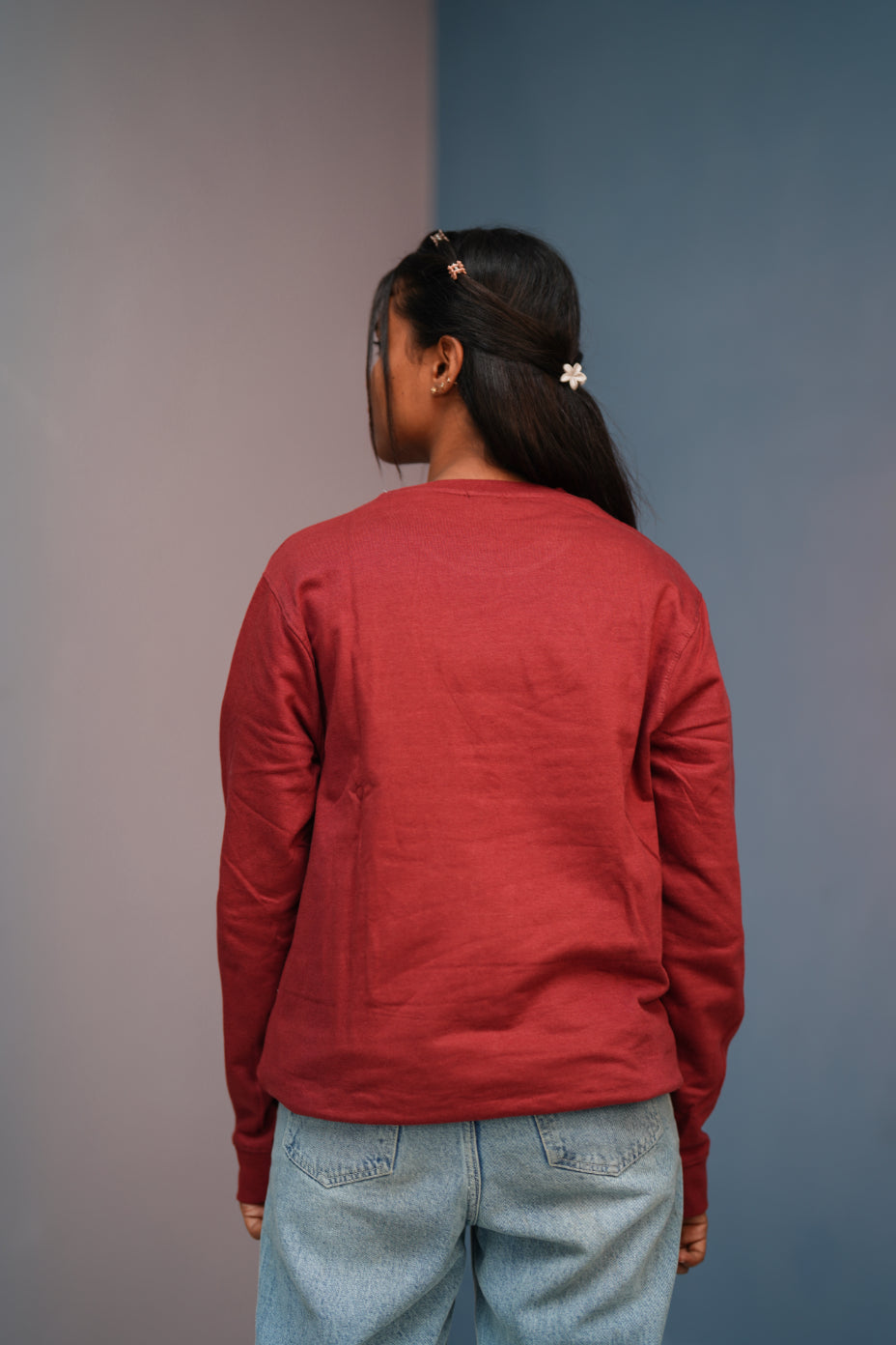 Unisex Full Sleeve round neck plain Tshirt Men & Women - Red