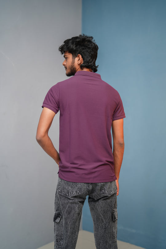 Short Sleeve Collar Neck Button Style 07 Polo Tshirt for Men - Graphe Shade – alternate view – 7MAN India