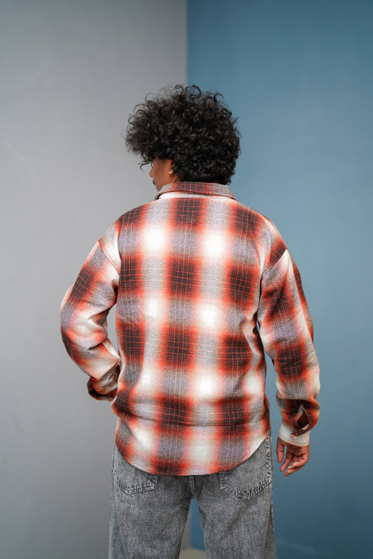 Men’s BIG BOX Checked Full Sleeve Shirt  Trendy Casual Wear- Orange new-5 – alternate view – 7MAN India