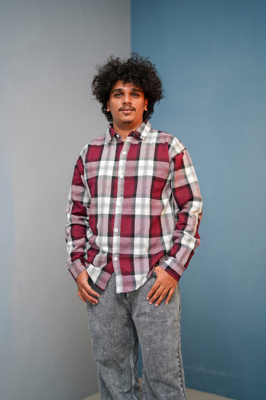 Men’s FOUR BOX Checked Full Sleeve Shirt  Trendy Casual Wear-  Graphe Shade new - 11 – 7MAN Men's Fashion India