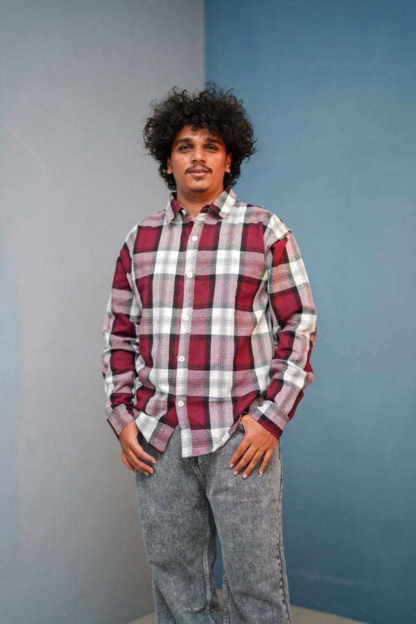 Men’s FOUR BOX Checked Full Sleeve Shirt  Trendy Casual Wear-  Graphe Shade new - 11