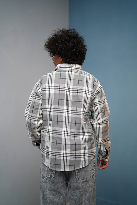 Men’s BORDER Checked Full Sleeve Shirt  Trendy Casual Wear- Grey new - 17 – alternate view – 7MAN India