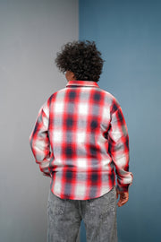 Men’s BIG BOX Checked Full Sleeve Shirt  Trendy Casual Wear-Red