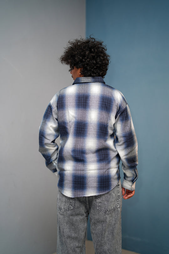 Men’s BIG BOX Checked Full Sleeve Shirt Trendy Casual Wear- Navy blue new - 9