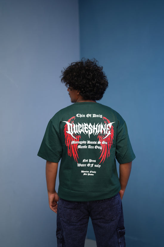 Mens Five Sleeve DUCIESHING Printed T ShirtBottle Green mens trending streetwear India 7Man