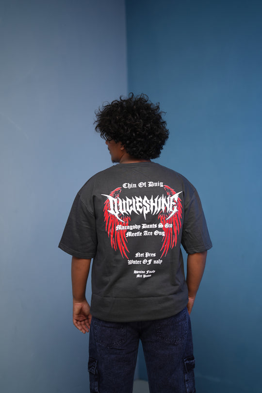 Men’s Five Sleeve DUCIESHING Printed T Shirt-Grey