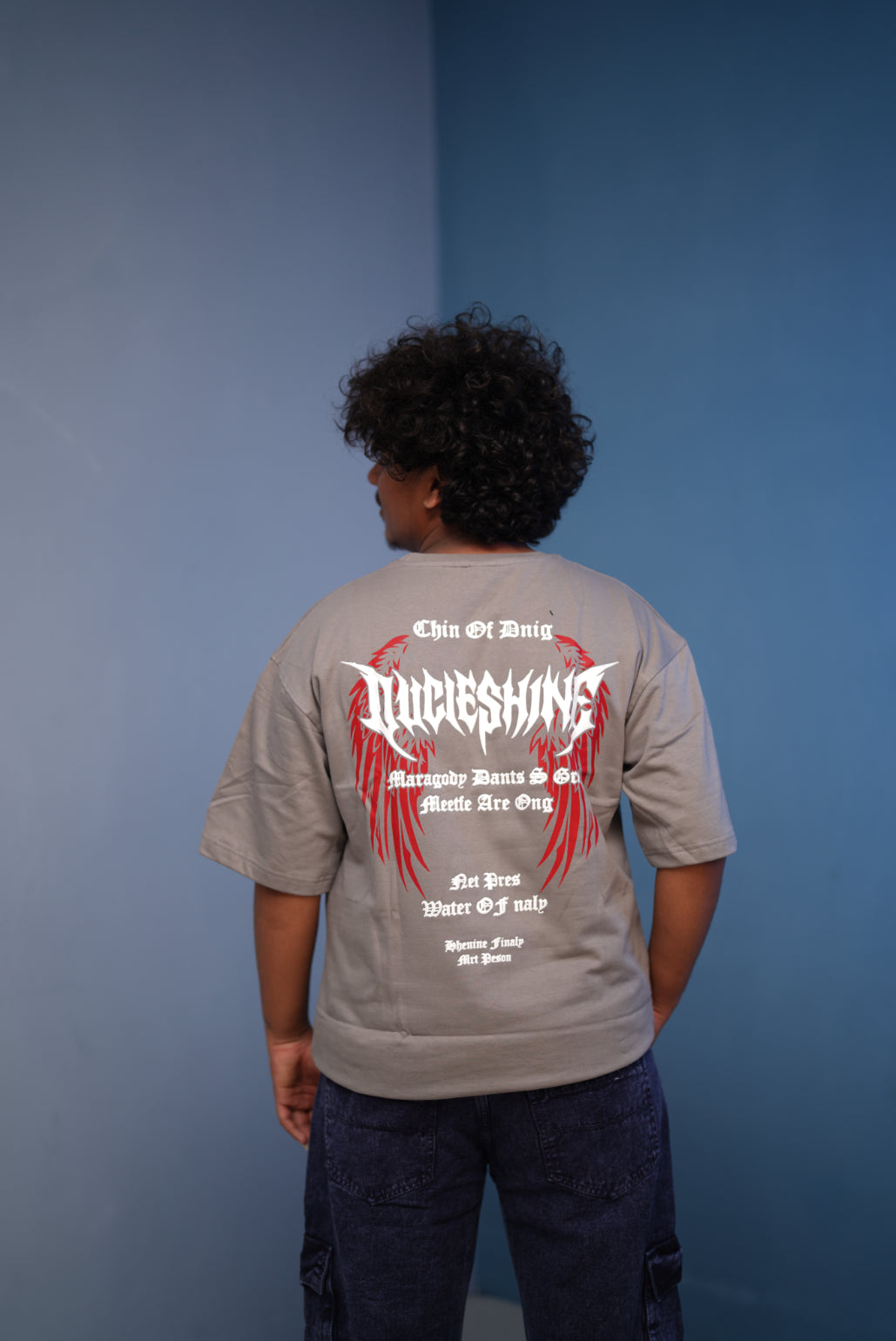 Mens Five Sleeve DUCIESHING Printed T ShirtAsh mens trending streetwear India 7Man