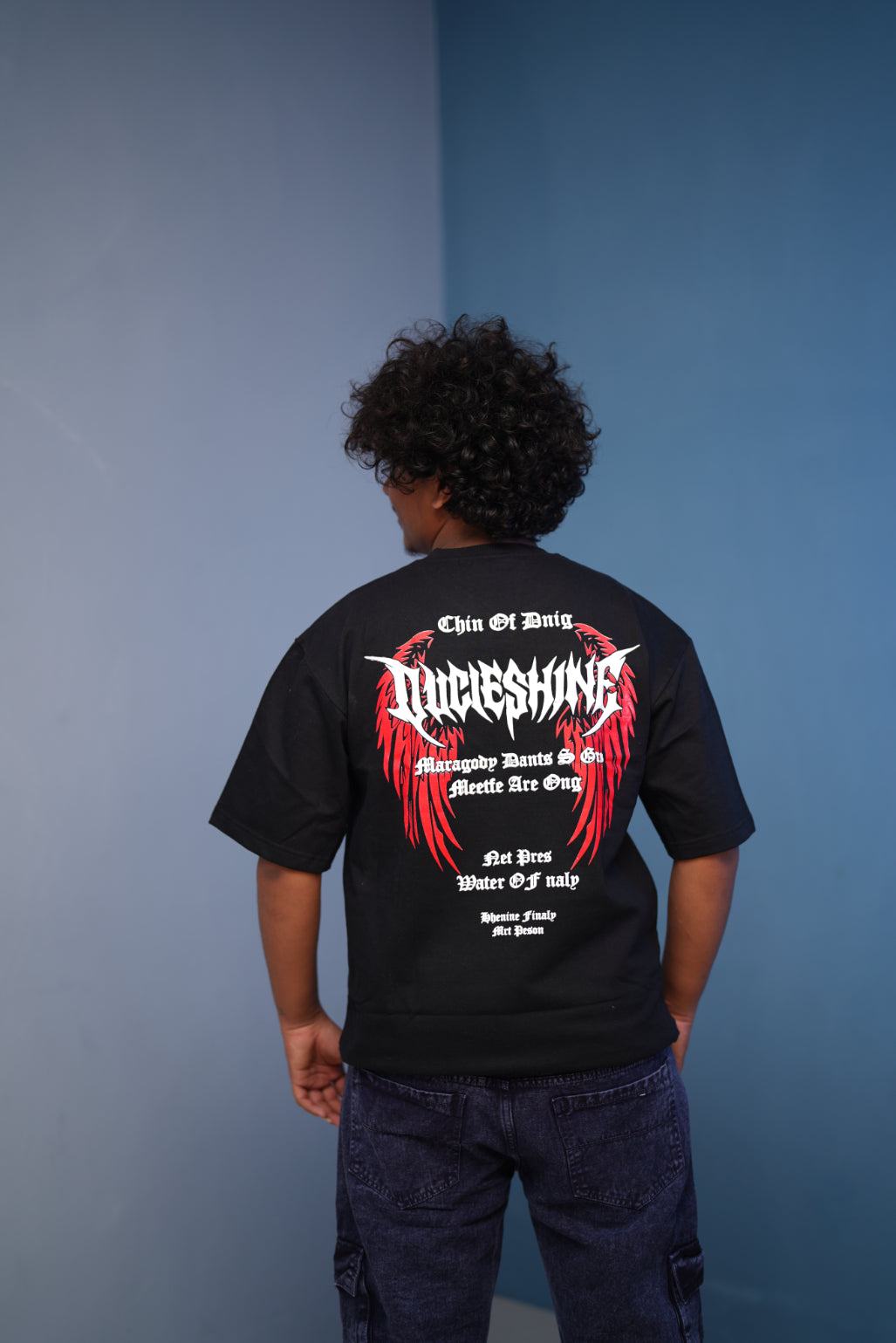 Mens Five Sleeve DUCIESHING Printed T ShirtBlack mens trending streetwear India 7Man