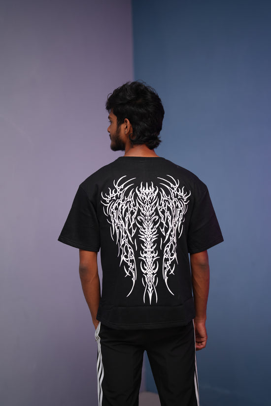 Mens Half Sleeve Round Neak INFERND Printed T ShirtBlack mens trending streetwear India 7Man