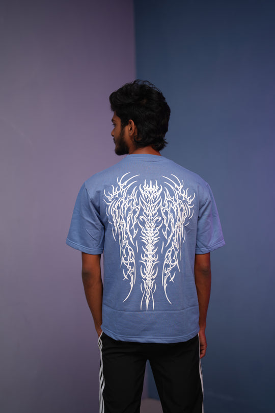 Men’s Five Sleeve Round Neak INFERND Printed T Shirt-Sky Blue – 7MAN Men's Fashion India