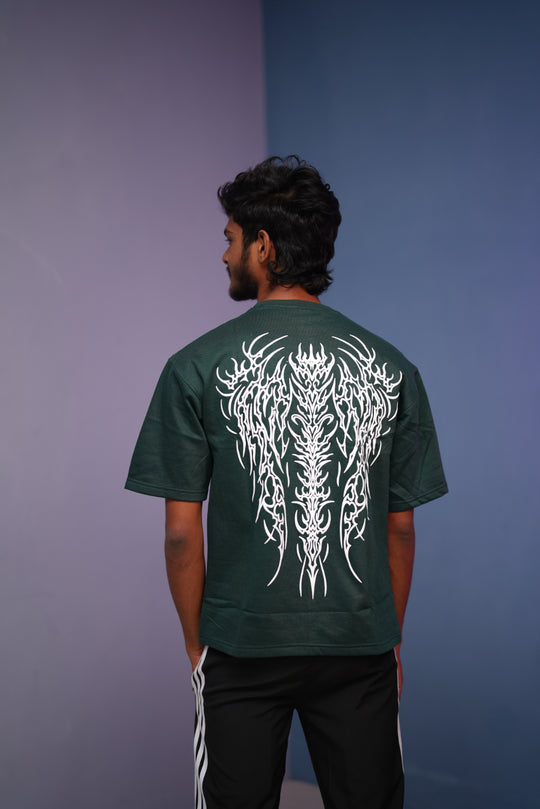 Men’s Five Sleeve Round Neak INFERND Printed T Shirt-Bottle Green – 7MAN Men's Fashion India