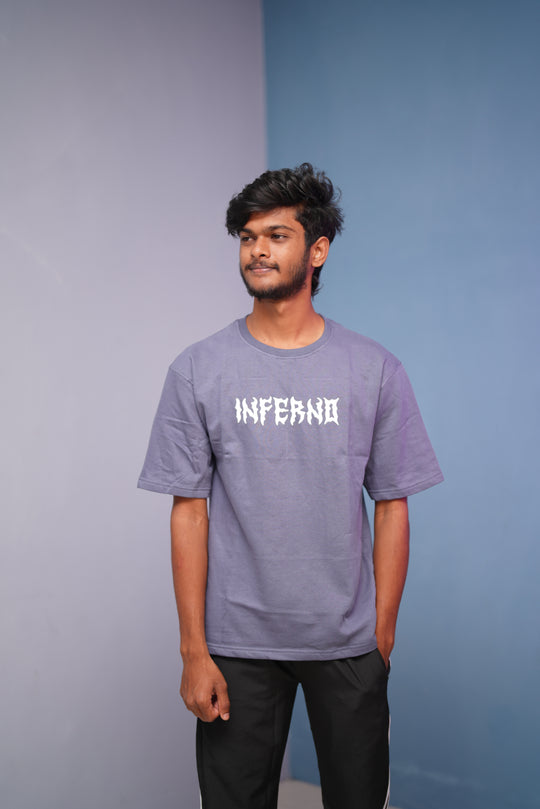 Men’s Five Sleeve Round Neak INFERND Printed T Shirt-Violet – alternate view – 7MAN India