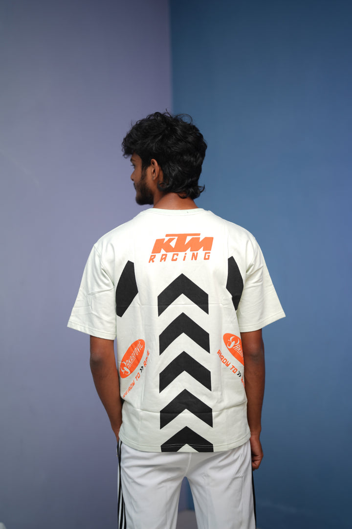 Mens Five Sleeve Round Neck KTM RACING Printed T Shirt White mens trending streetwear India 7Man