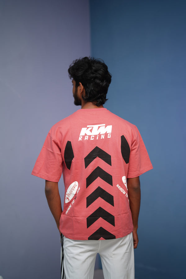 Men’s Five Sleeve Round Neck KTM RACING Printed T Shirt -Pink
