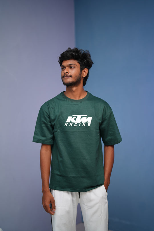 Men’s Half Sleeve Round Neak KTM RACING Printed T Shirt- Bottle Green – alternate view – 7MAN India