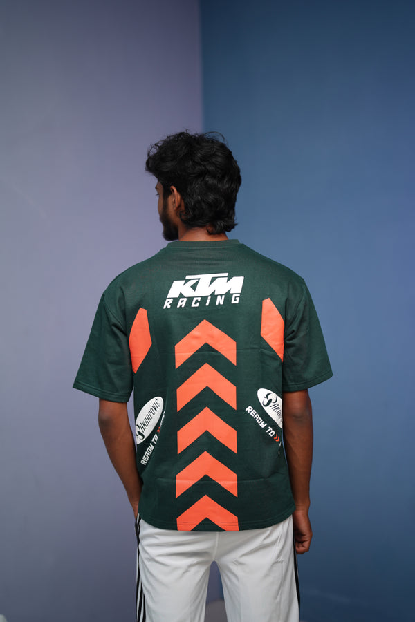 Men’s Half Sleeve Round Neak KTM RACING Printed T Shirt- Bottle Green
