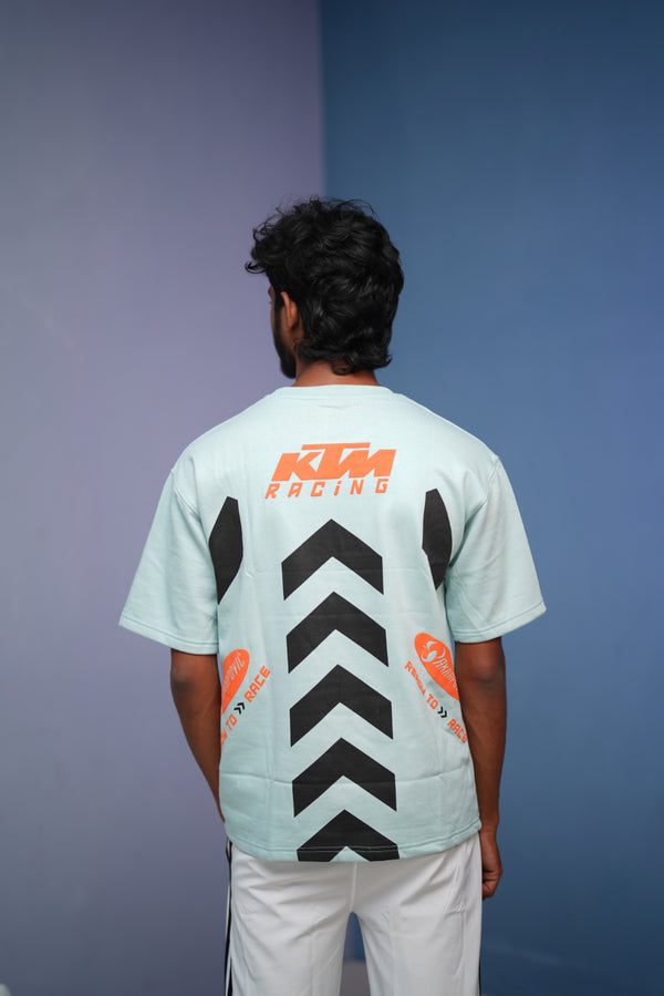 Men’s Five Sleeve Round Neck KTM RACING Printed T Shirt - Sky Blue