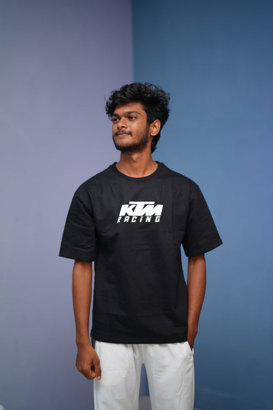 Men’s Five Sleeve Round Neck KTM RACING Printed T Shirt-Black – alternate view – 7MAN India