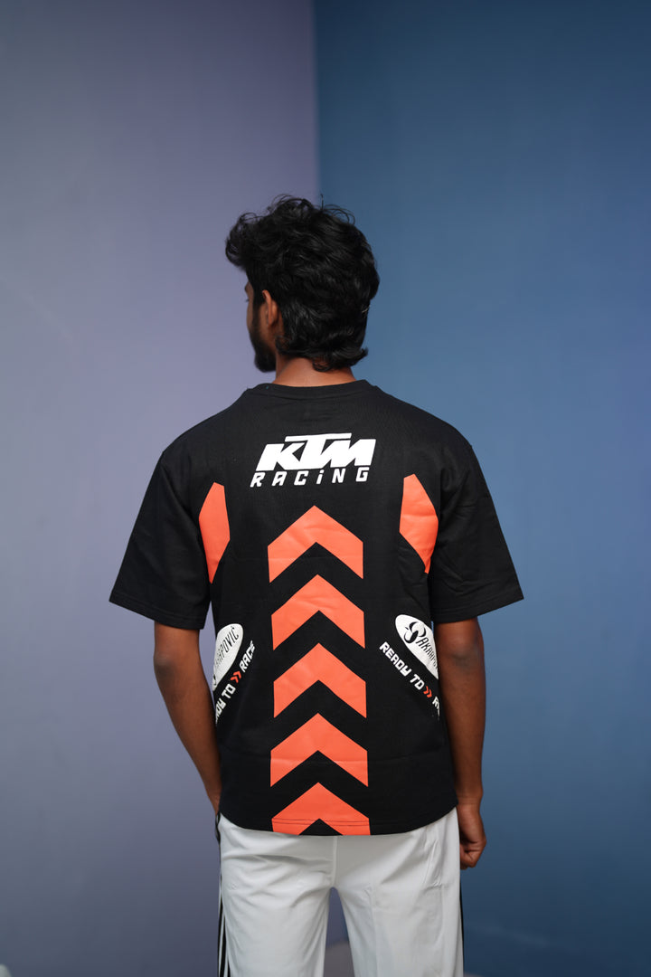 Mens Five Sleeve Round Neck KTM RACING Printed T ShirtBlack mens trending streetwear India 7Man