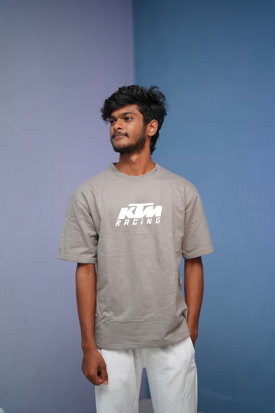 Men’s Five Sleeve Round Neck KTM RACING Printed T Shirt- Ash – alternate view – 7MAN India