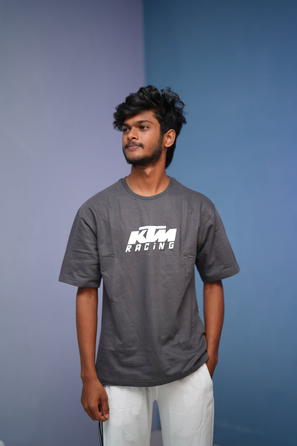 Men’s Five Sleeve Round Neck KTM RACING Printed T Shirt-Dark Grey